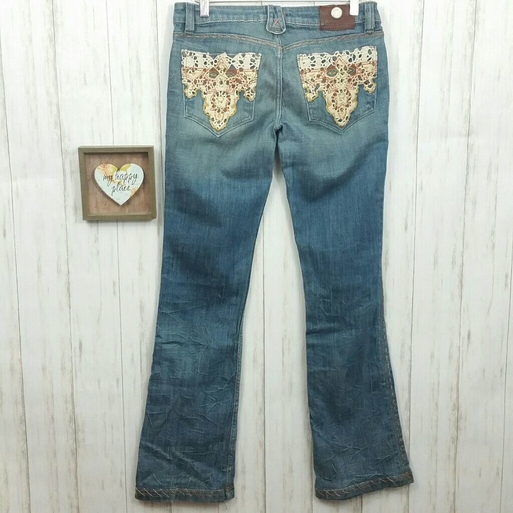 Antik Denim Crochet Pocket Bootcut Jeans Y2K 90s Size 29